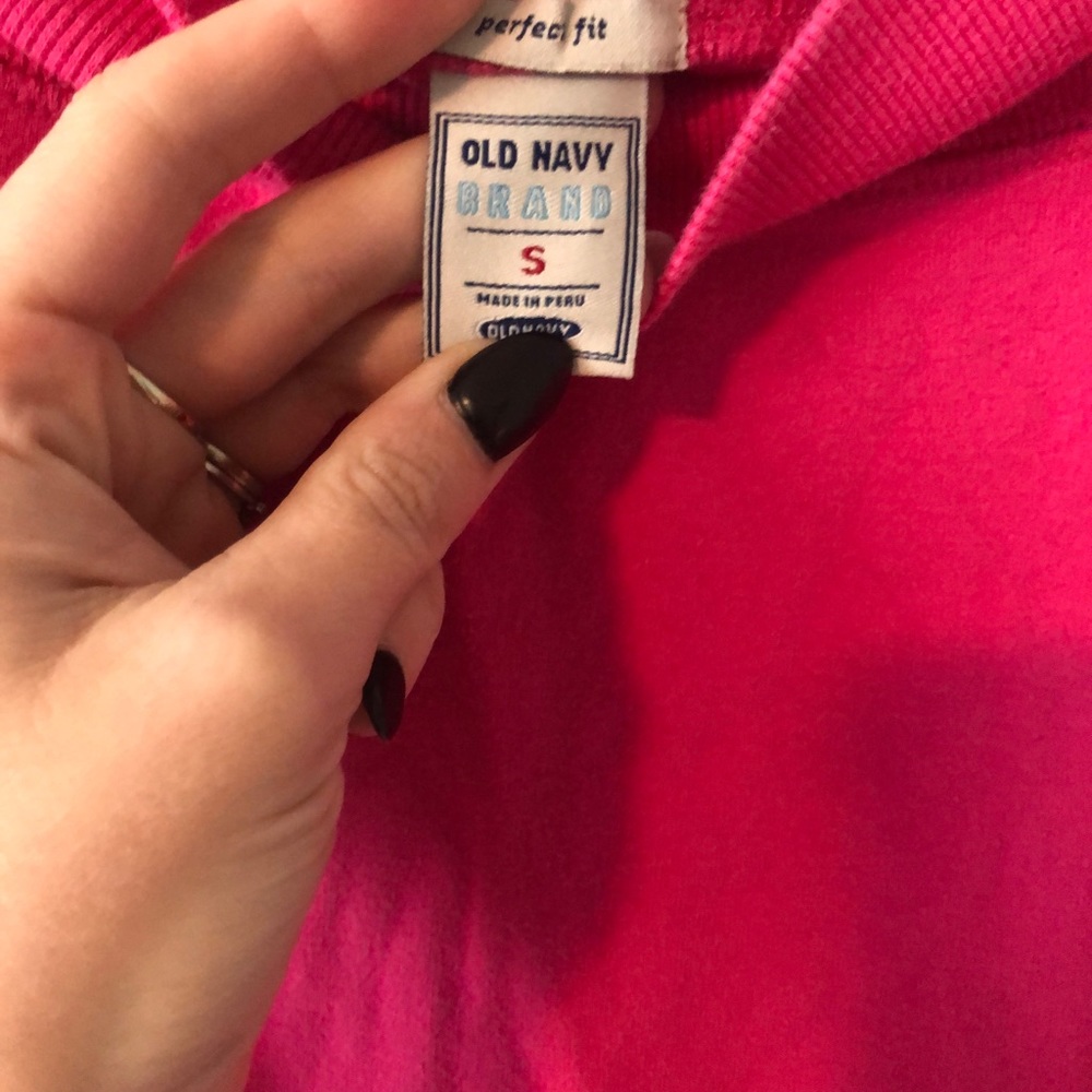 Small, hot pink, old navy off the shoulder shirt